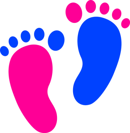 Blue and Pink Footprints for Baby Theme