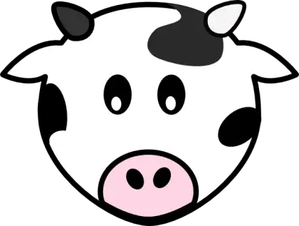 Cartoon Illustration of a Cow Face