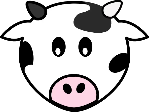 Cartoon Illustration of a Cow Face