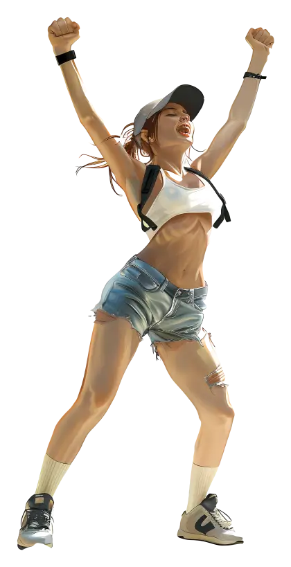 Cheering Woman in Sportswear