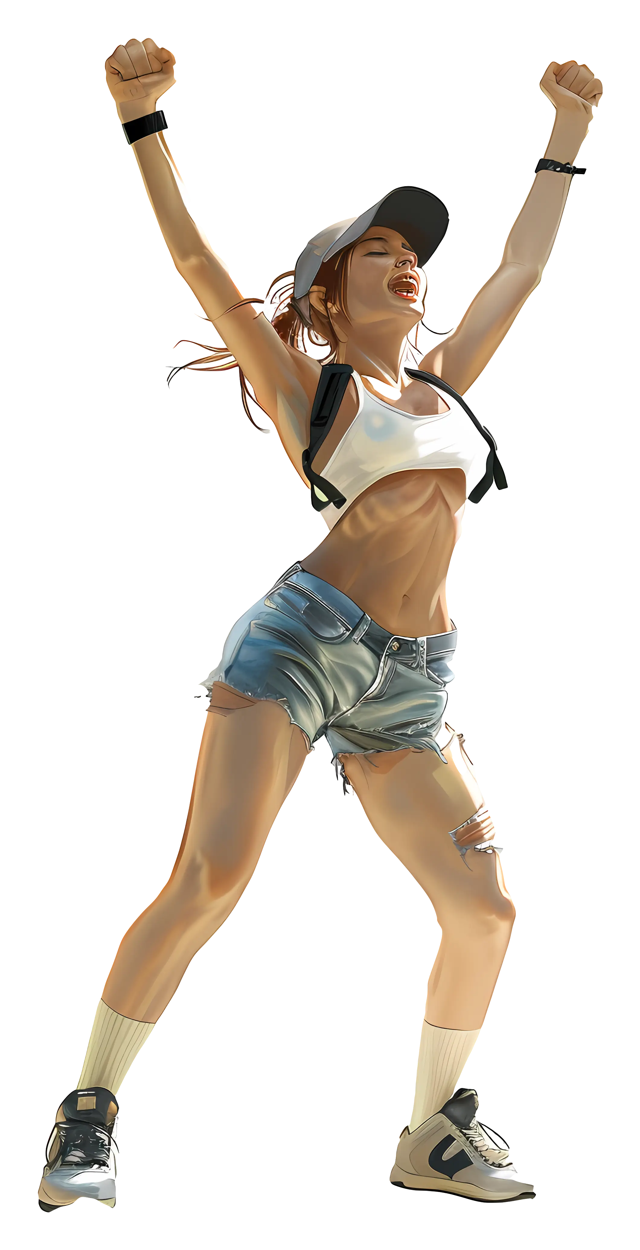 Cheering Woman in Sportswear