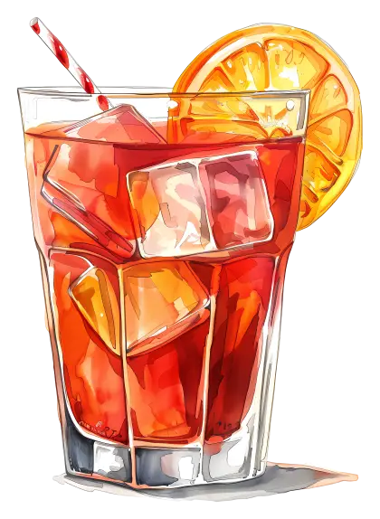 Glass of Iced Tea with Orange Garnish