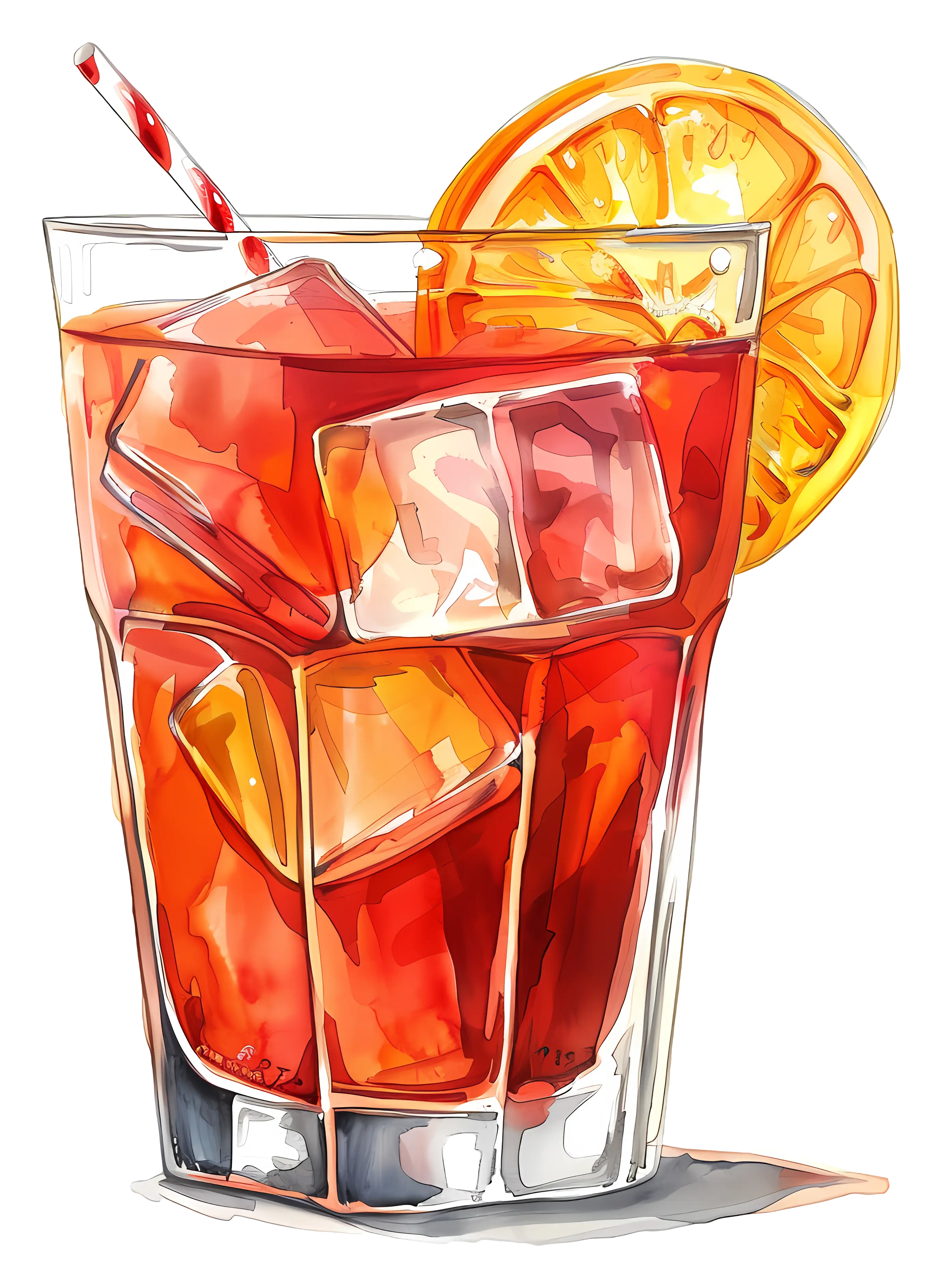 Glass of Iced Tea with Orange Garnish