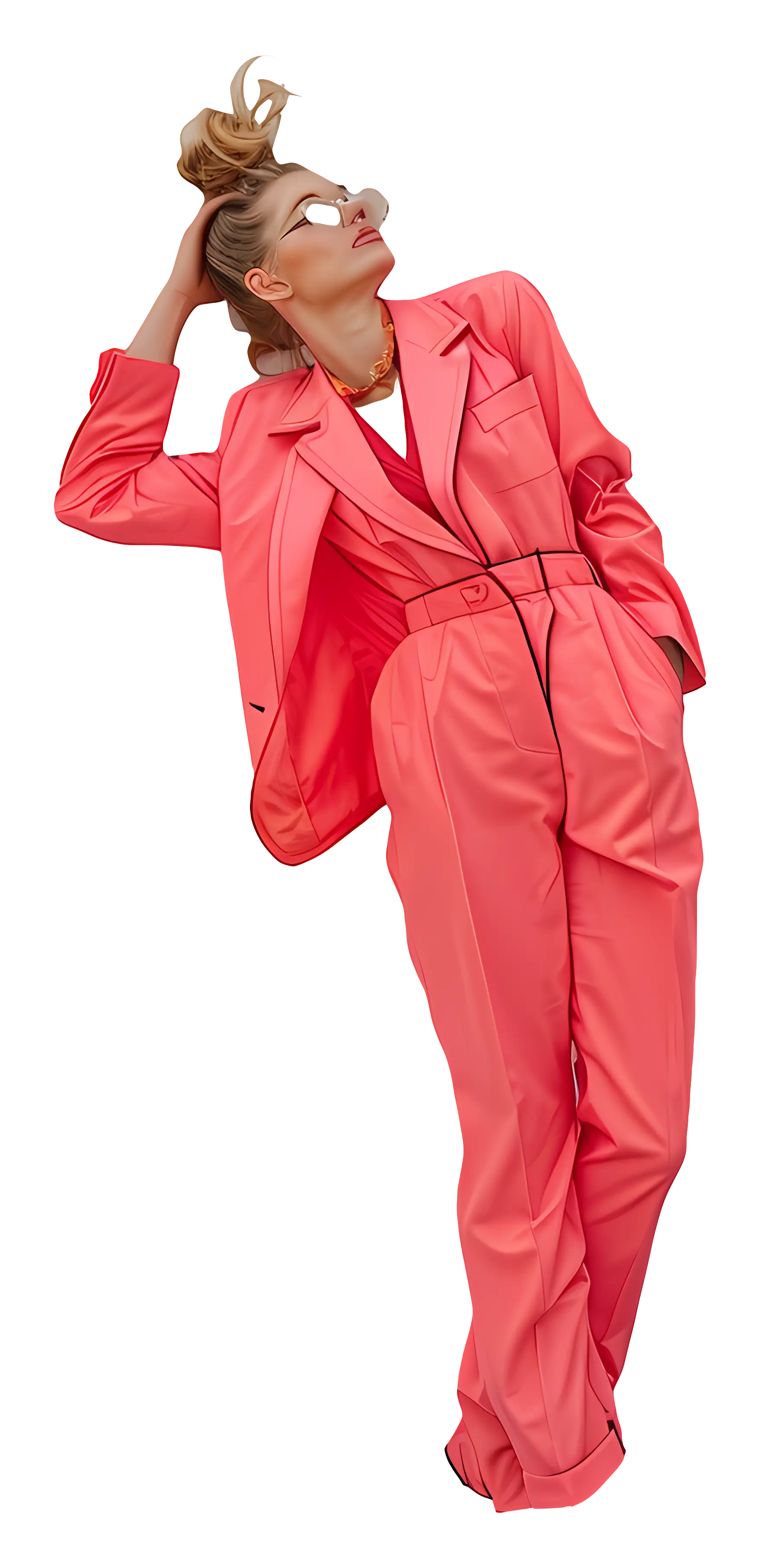 Stylish Woman in Pink Suit
