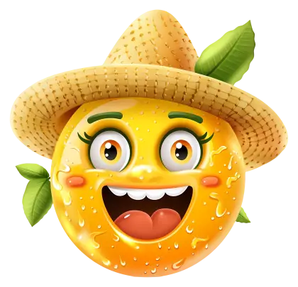 Smiling Orange with Hat Cartoon