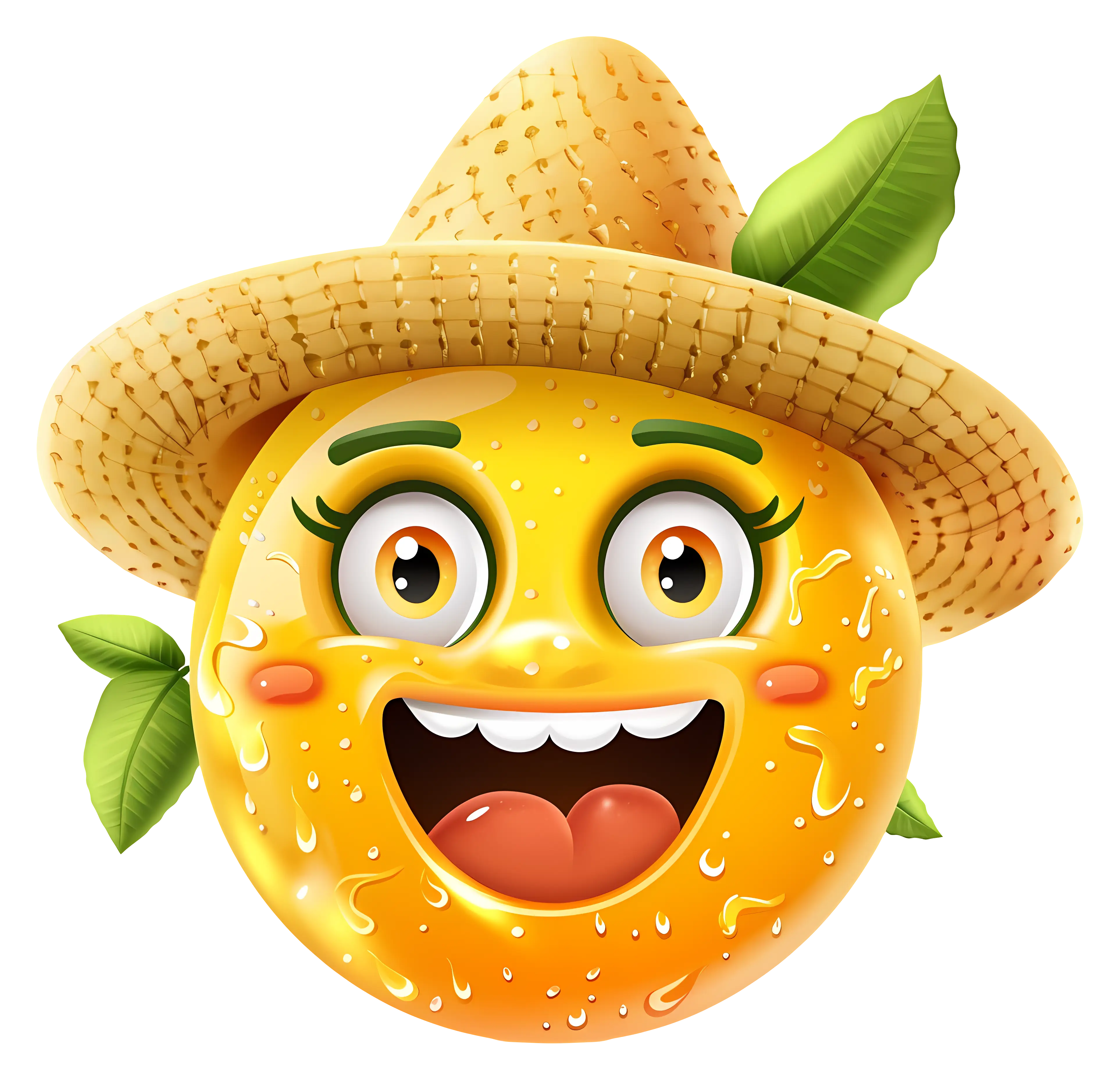 Smiling Orange with Hat Cartoon