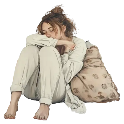 Woman Resting with Pillow