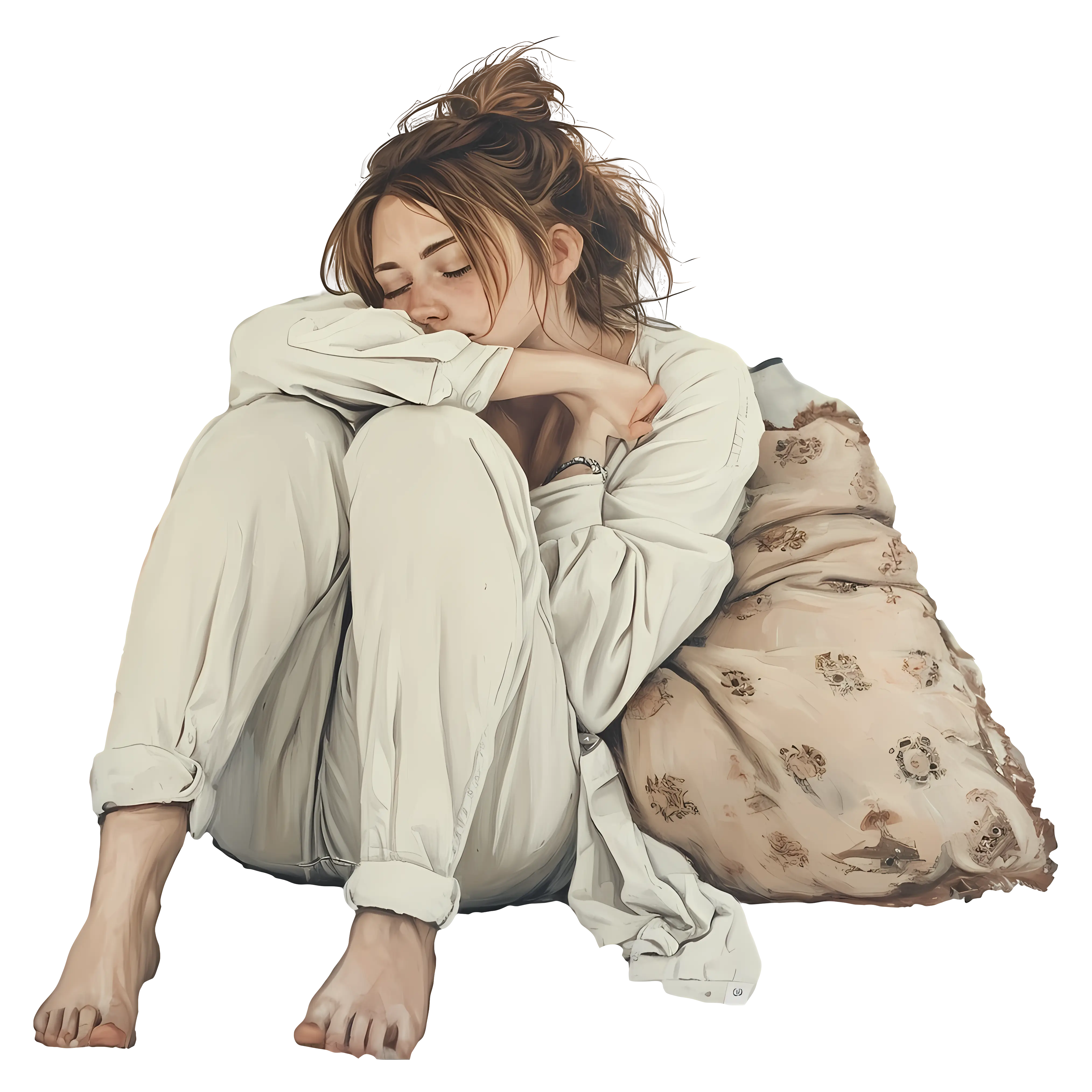 Woman Resting with Pillow
