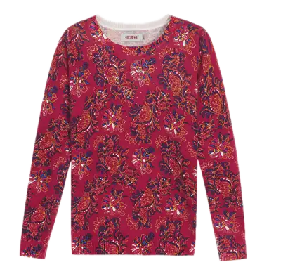 Red Floral Long Sleeve Shirt