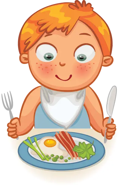 Happy Child Eating Breakfast