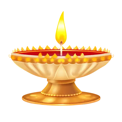 Golden Diya Lamp with Bright Flame
