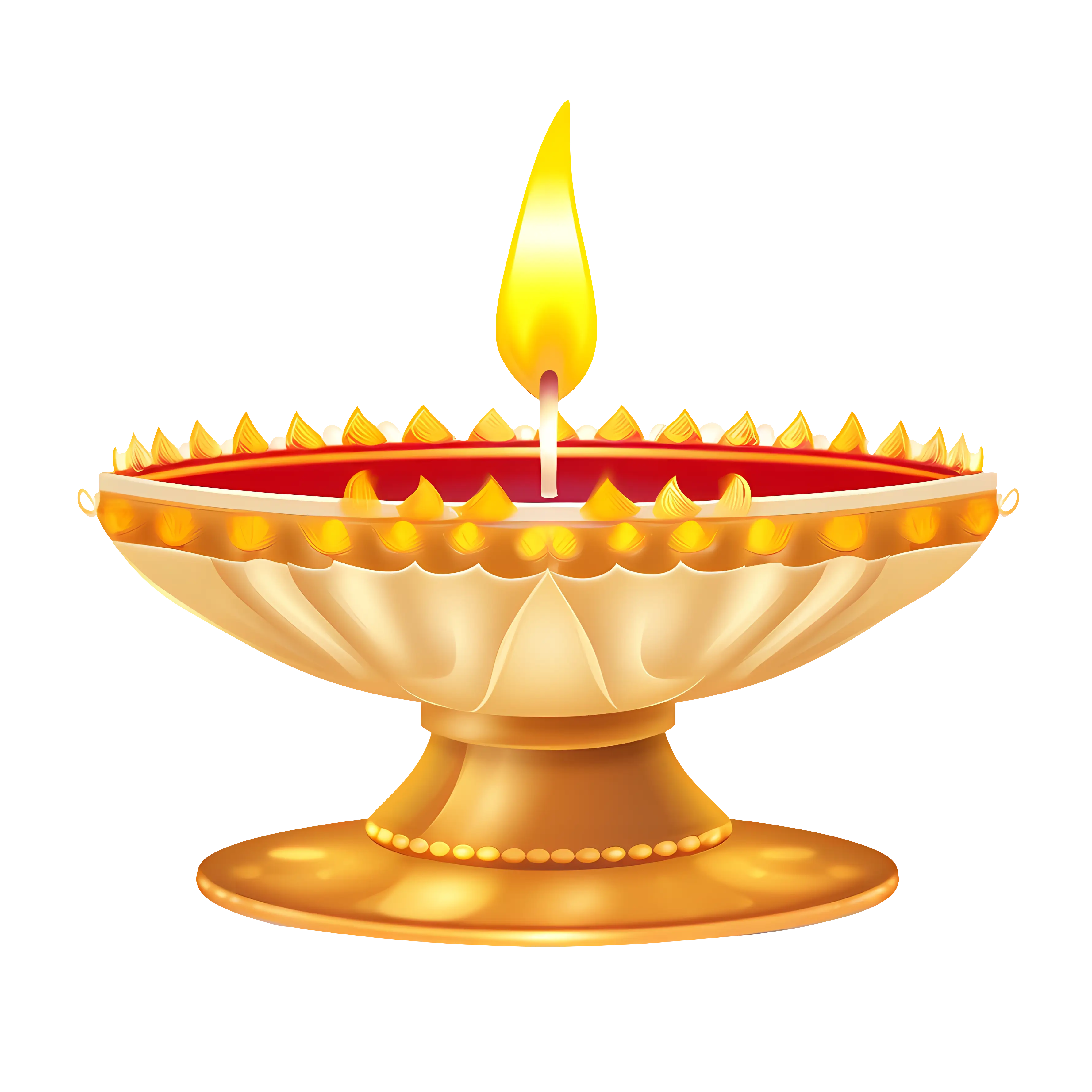 Golden Diya Lamp with Bright Flame