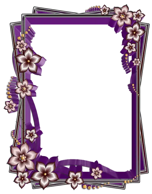 Purple Floral Decorative Frame