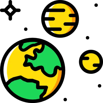 Earth and Planets in Simple Illustration Style