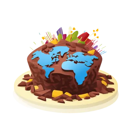 Creative Chocolate Cake with World Map Design
