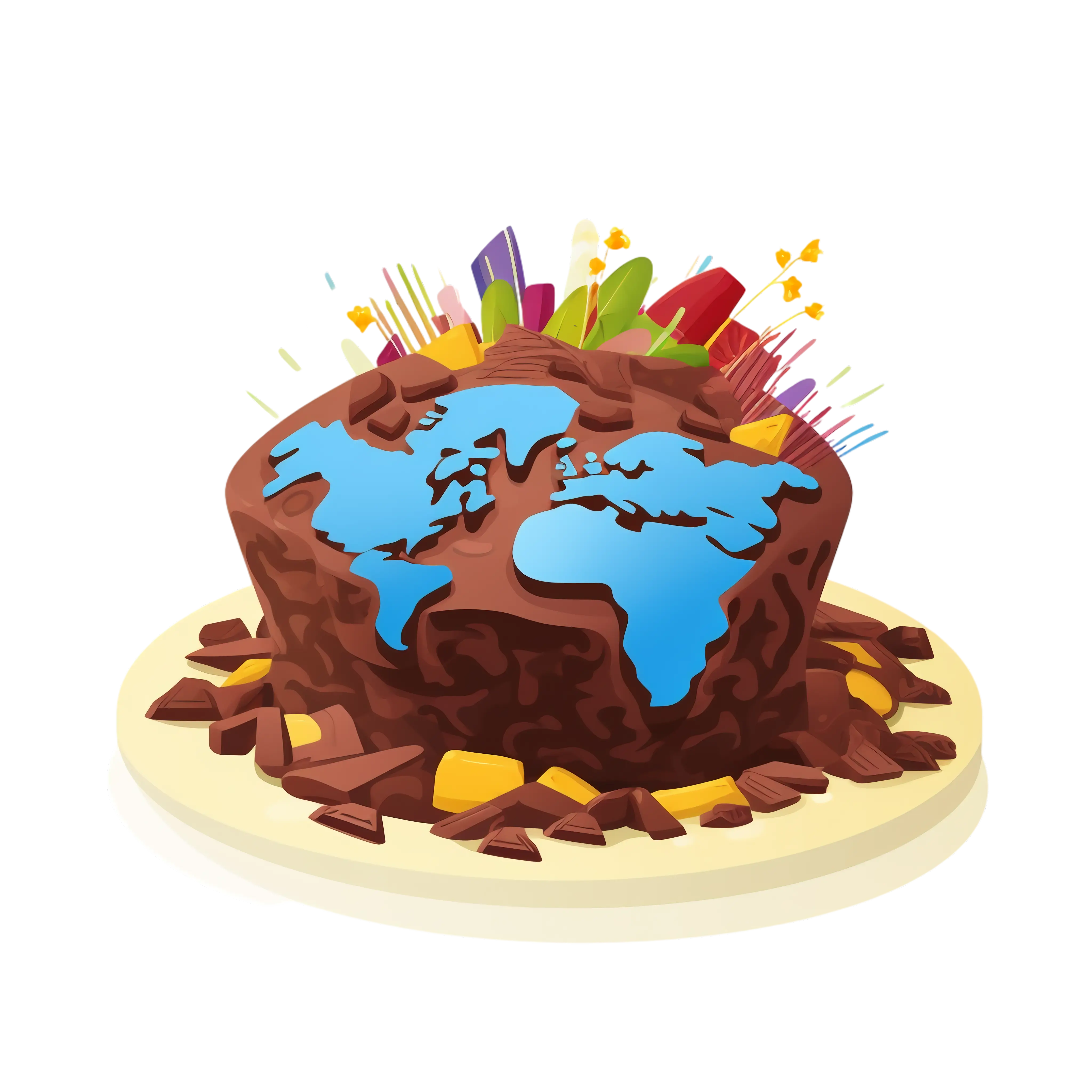 Creative Chocolate Cake with World Map Design