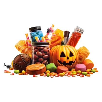 Colorful Halloween Candies with Jack-o-Lantern
