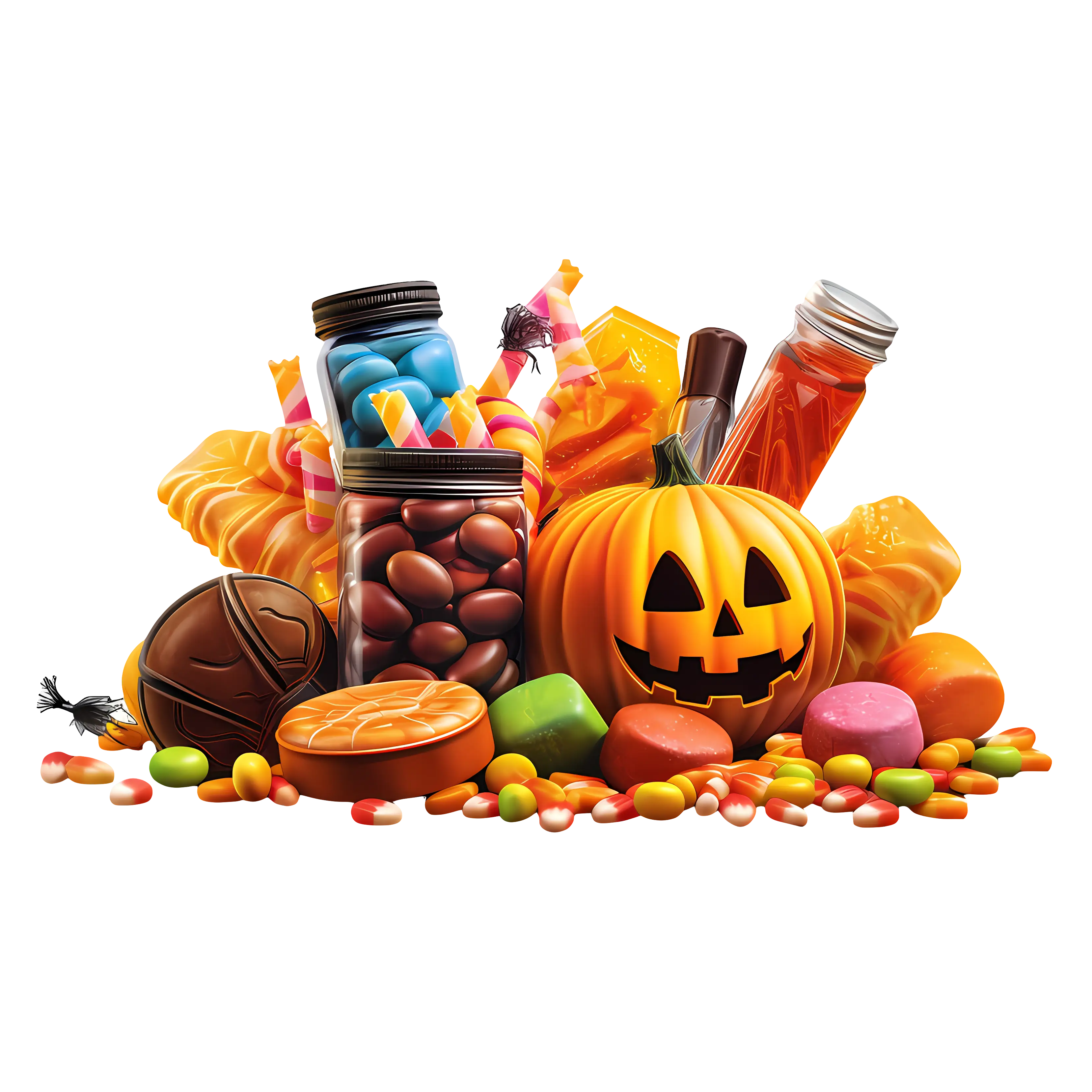 Colorful Halloween Candies with Jack-o-Lantern