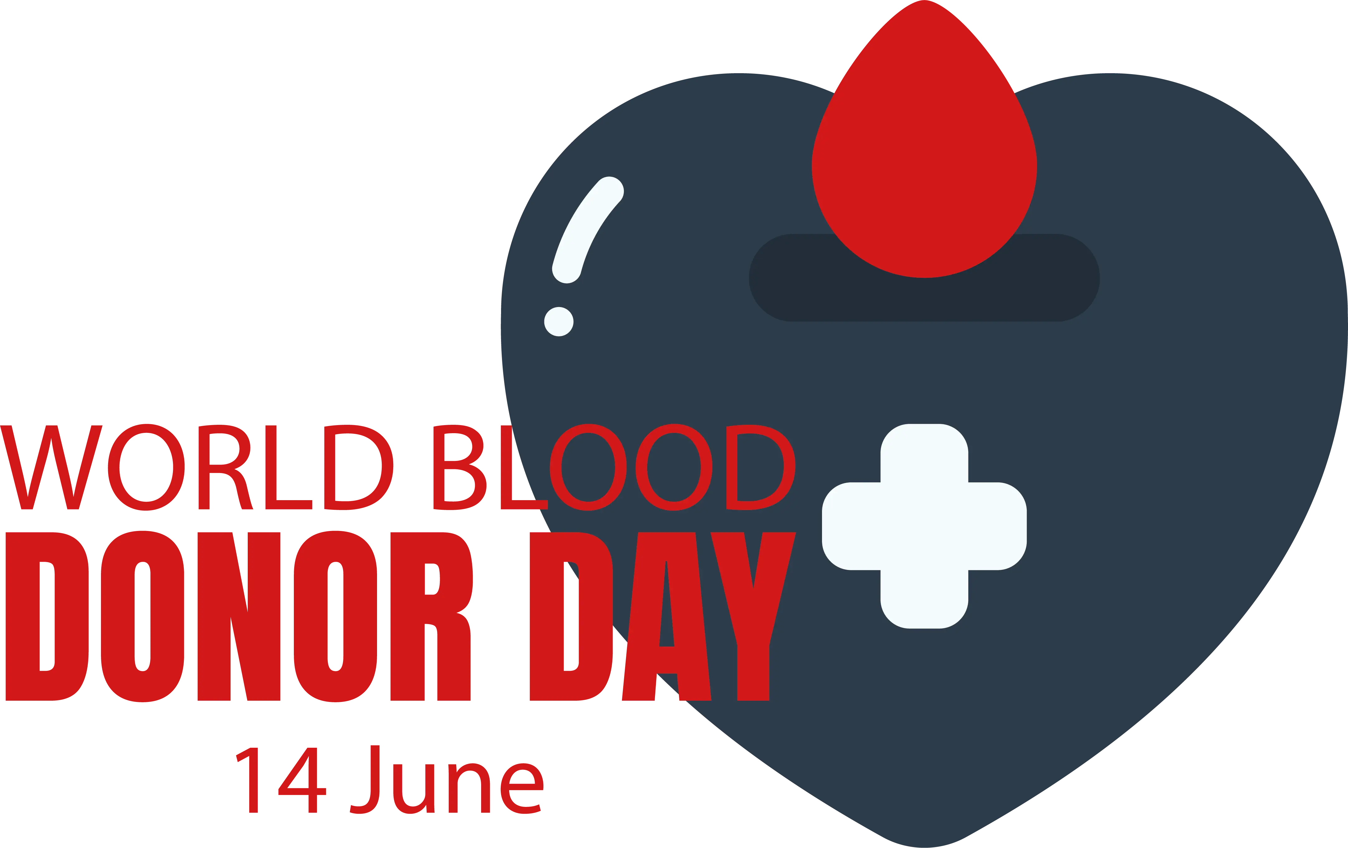 World Blood Donor Day Poster with Heart and Cross Icon