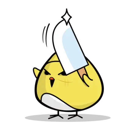 Angry Cartoon Bird Holding a Knife