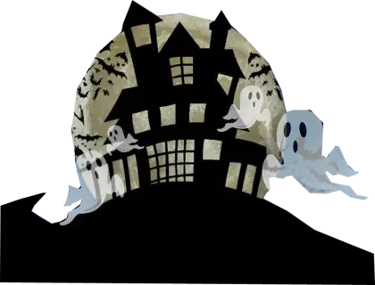 Haunted House with Ghosts for Halloween