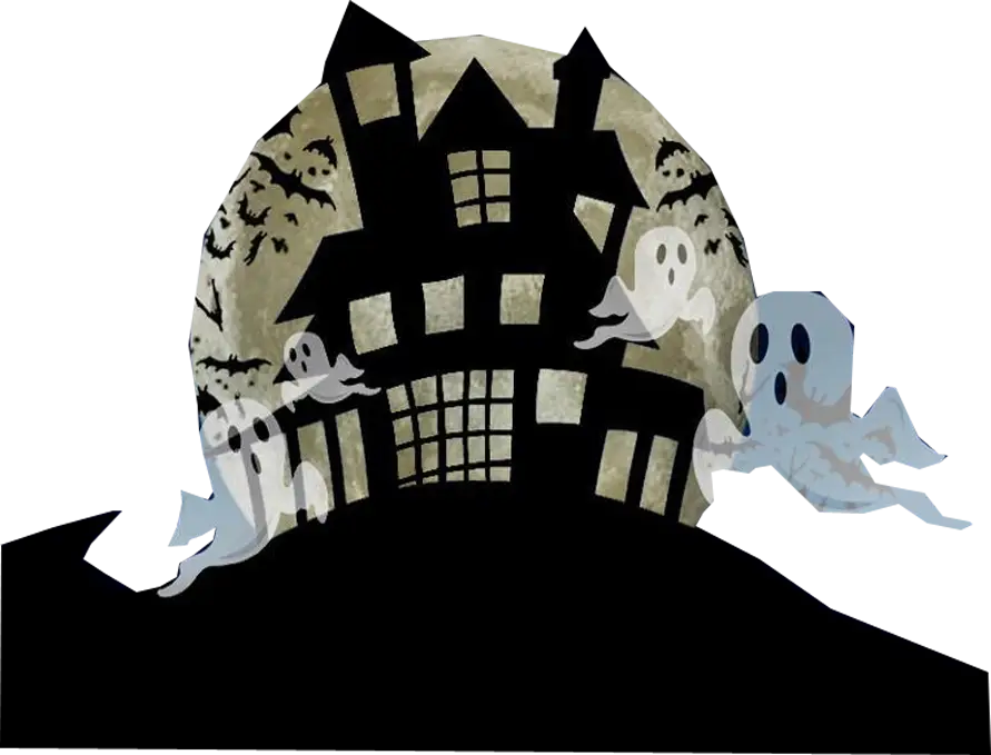 Haunted House with Ghosts for Halloween