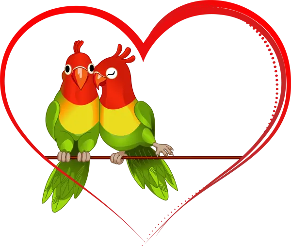 Lovebirds on Heart-Shaped Frame