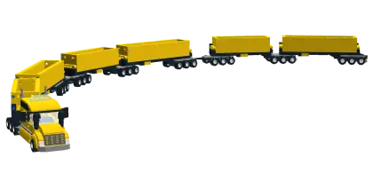 Yellow Truck and Multiple Trailers Illustration