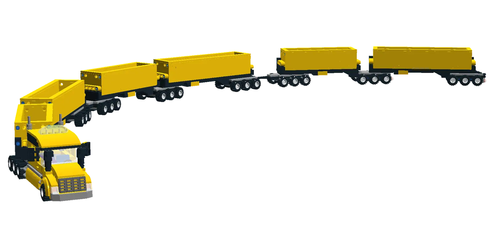 Yellow Truck and Multiple Trailers Illustration