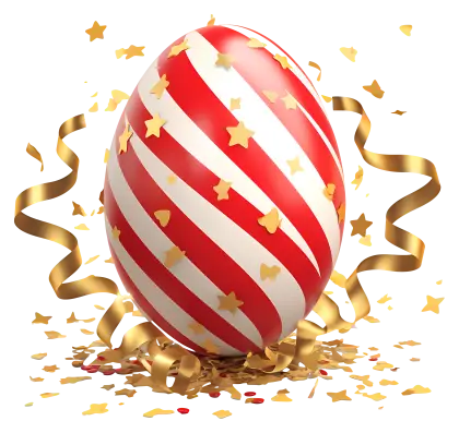 Red Striped Decorative Egg with Ribbons