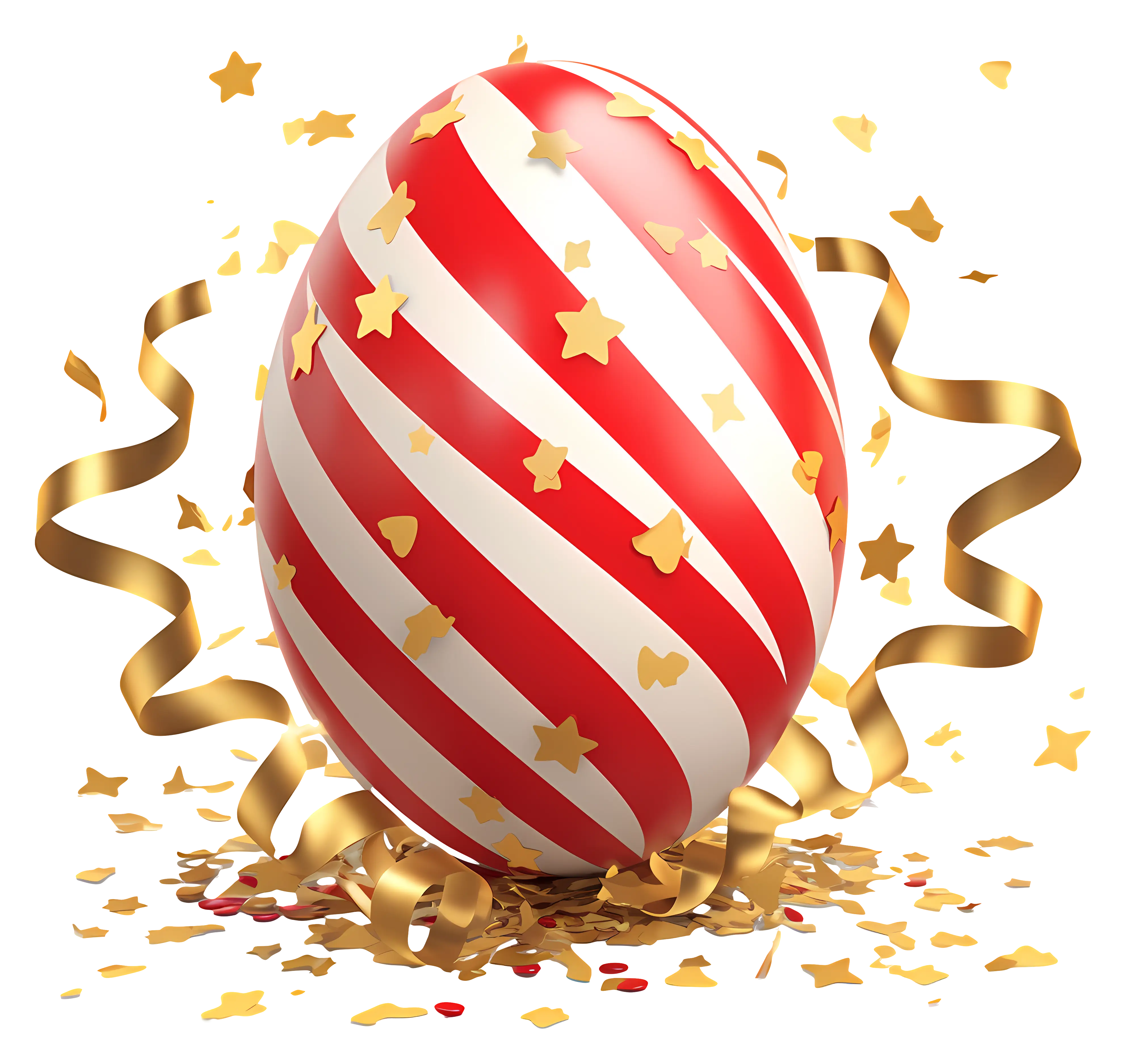 Red Striped Decorative Egg with Ribbons