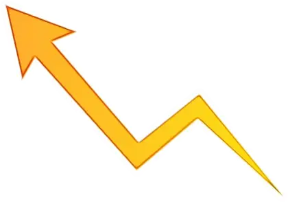 Yellow Zigzag Upward Arrow