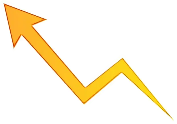 Yellow Zigzag Upward Arrow