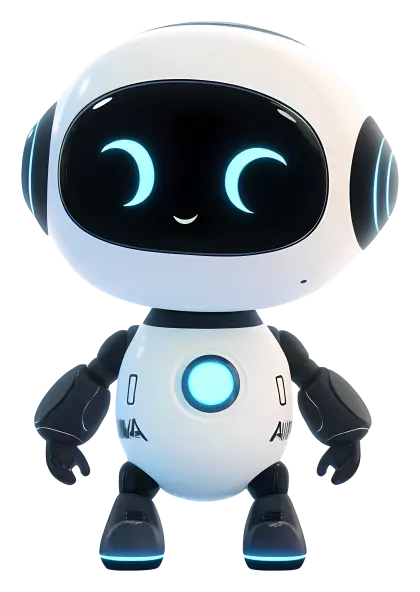 Adorable Cute Robot with Blue Lights
