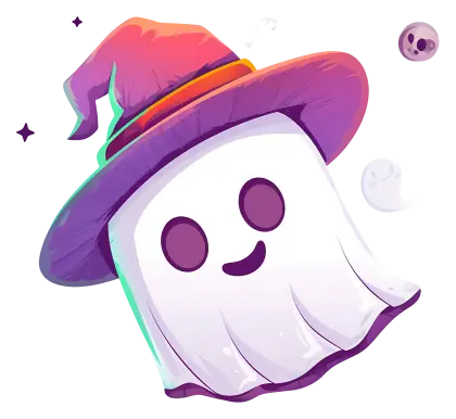 Cute Ghost with Witch Hat