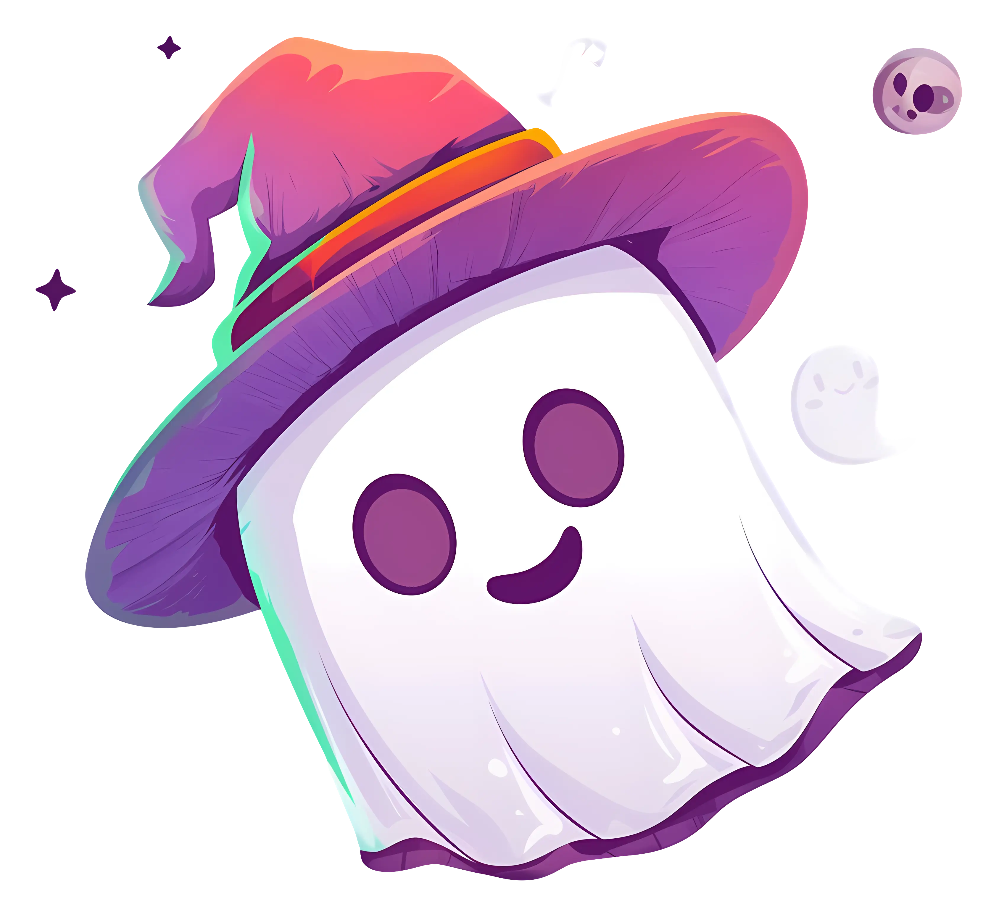 Cute Ghost with Witch Hat