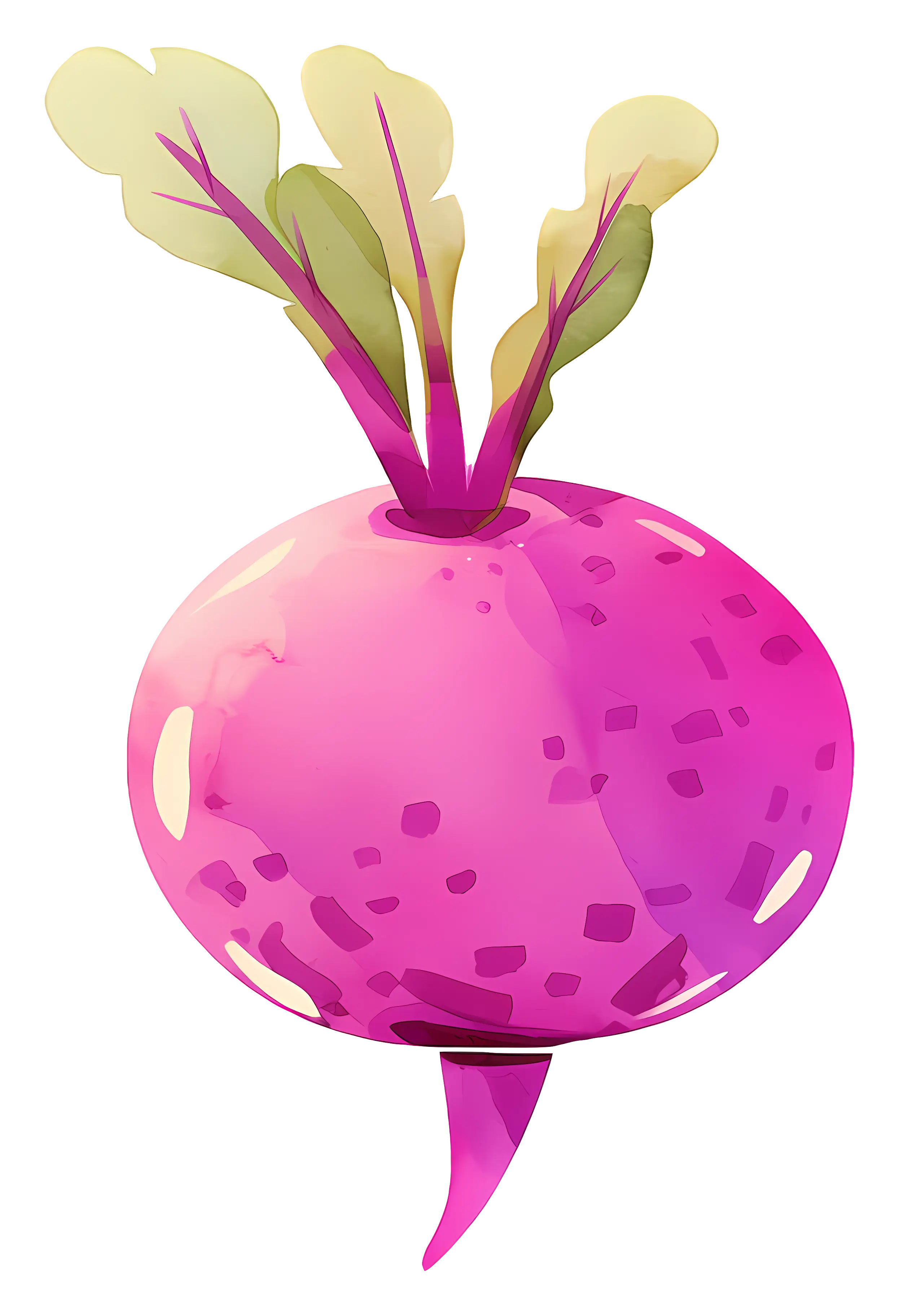 Pink Radish with Leaves Illustration