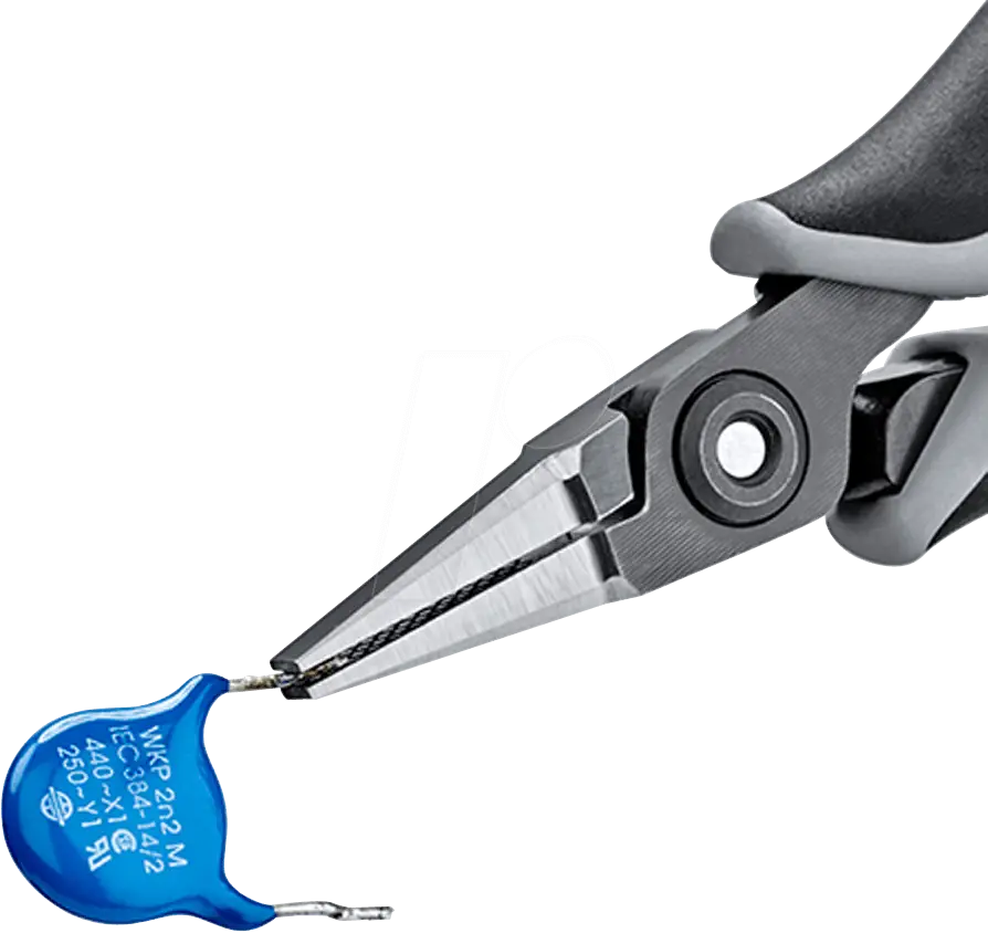 Precision Pliers Holding a Blue Component