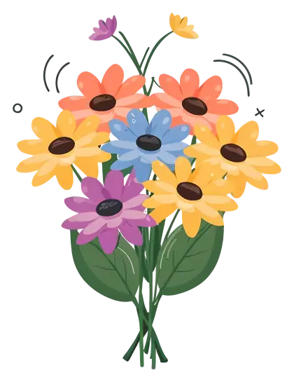 Colorful Cartoon Flower Bouquet Illustration