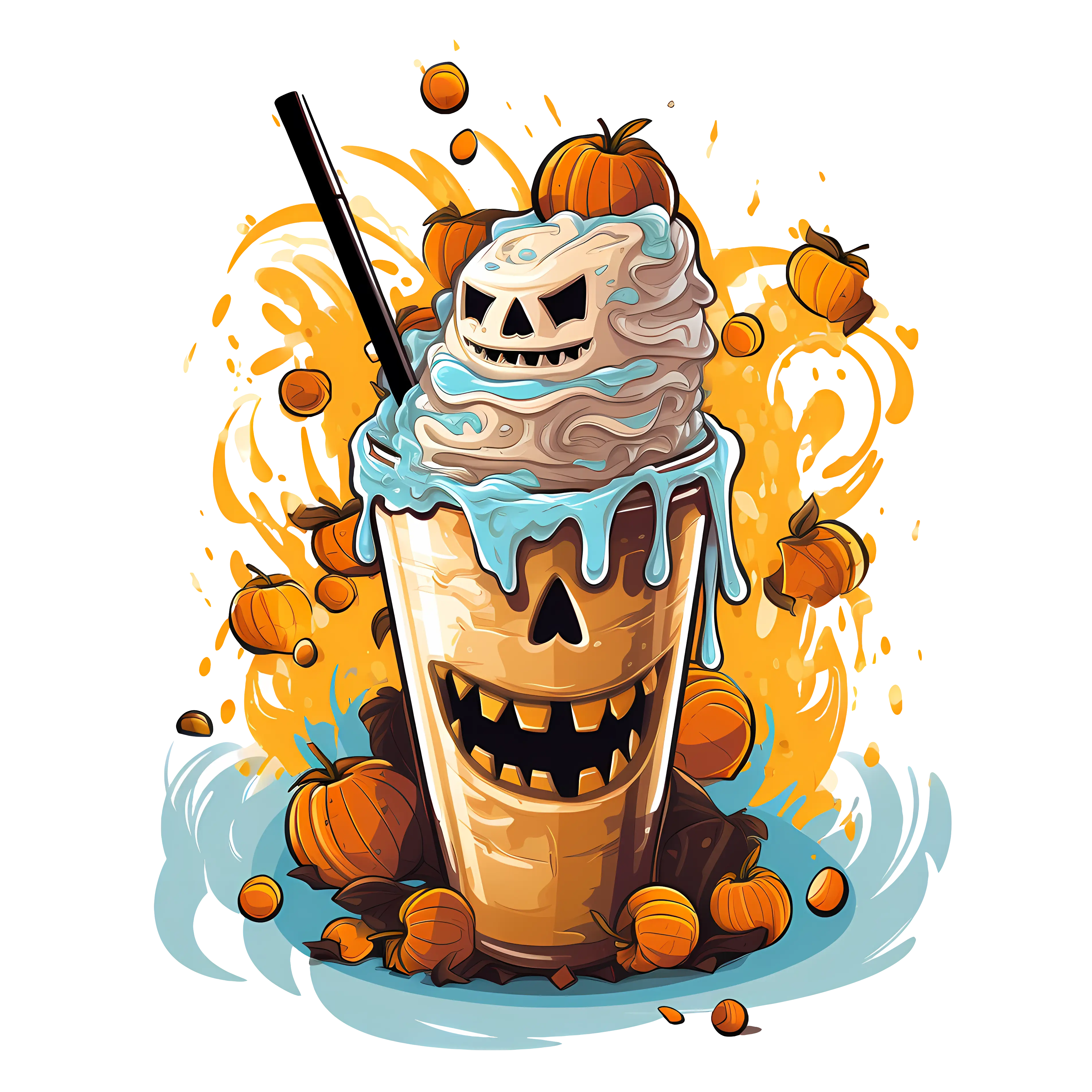 Halloween Pumpkin Milkshake Illustration