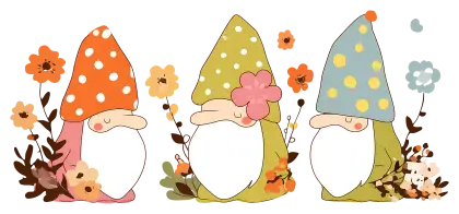 Flower Gnomes Trio Illustration