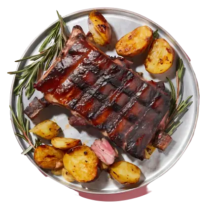 Grilled Ribs with Roasted Potatoes and Rosemary