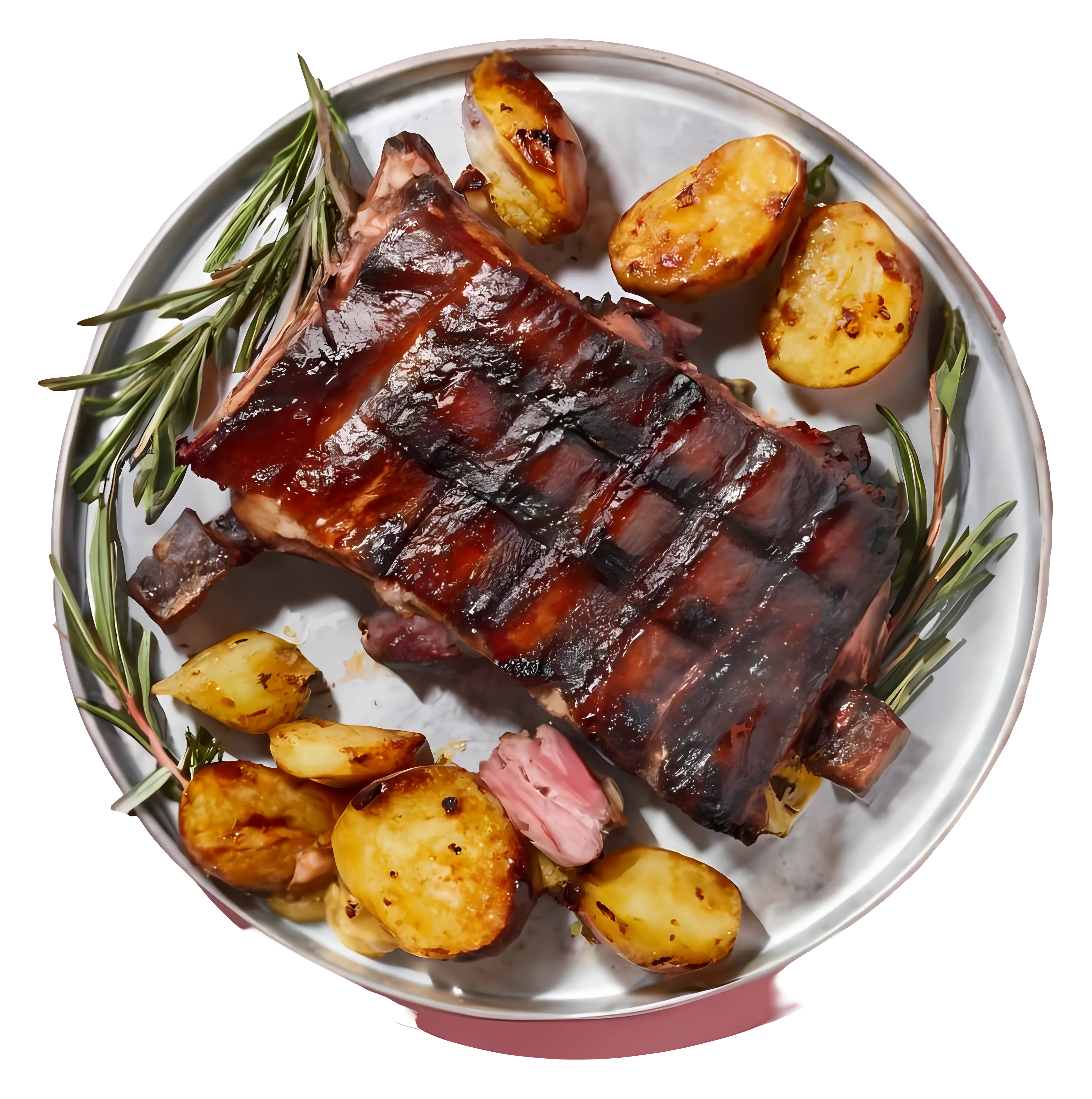 Grilled Ribs with Roasted Potatoes and Rosemary