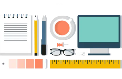 Office Supplies in Flat Cartoon Style