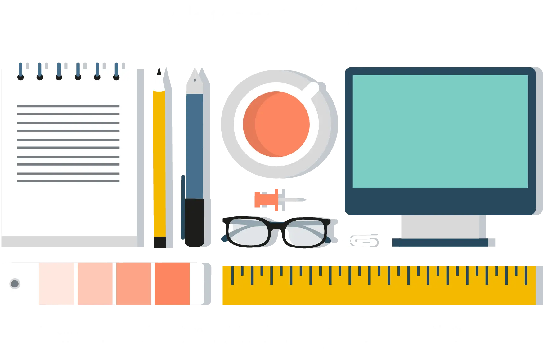 Office Supplies in Flat Cartoon Style