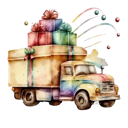 Gift-Laden Truck Illustration for Festive Celebrations