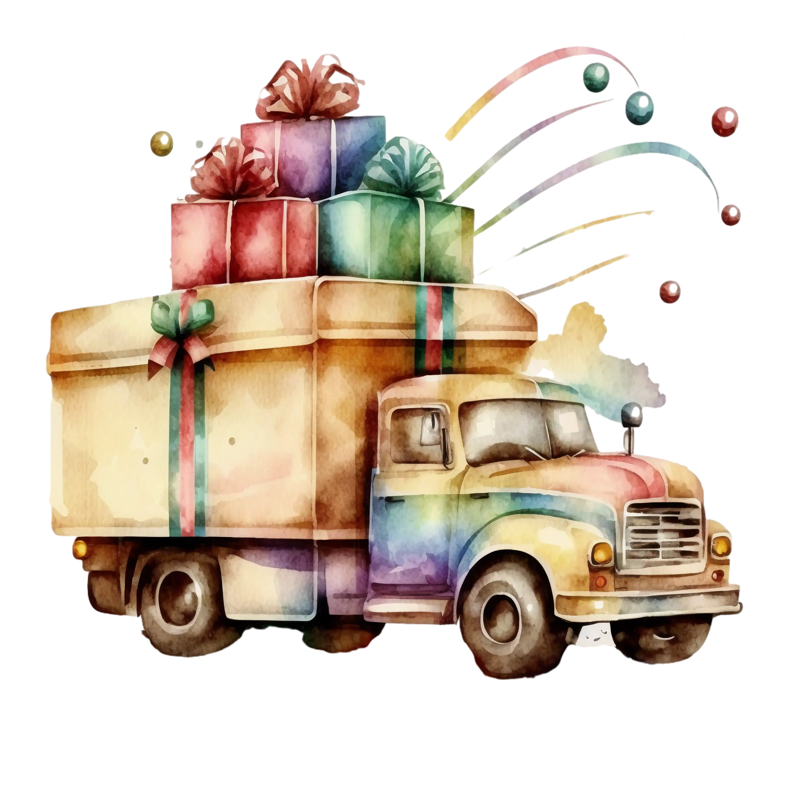 Gift-Laden Truck Illustration for Festive Celebrations