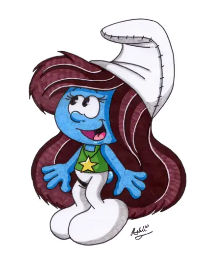 Blue Cartoon Character with White Hat