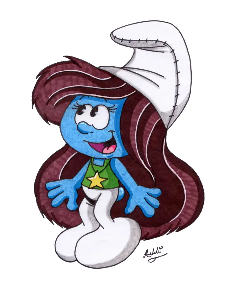 Blue Cartoon Character with White Hat