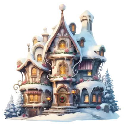 Snowy Fantasy House in Christmas Setting